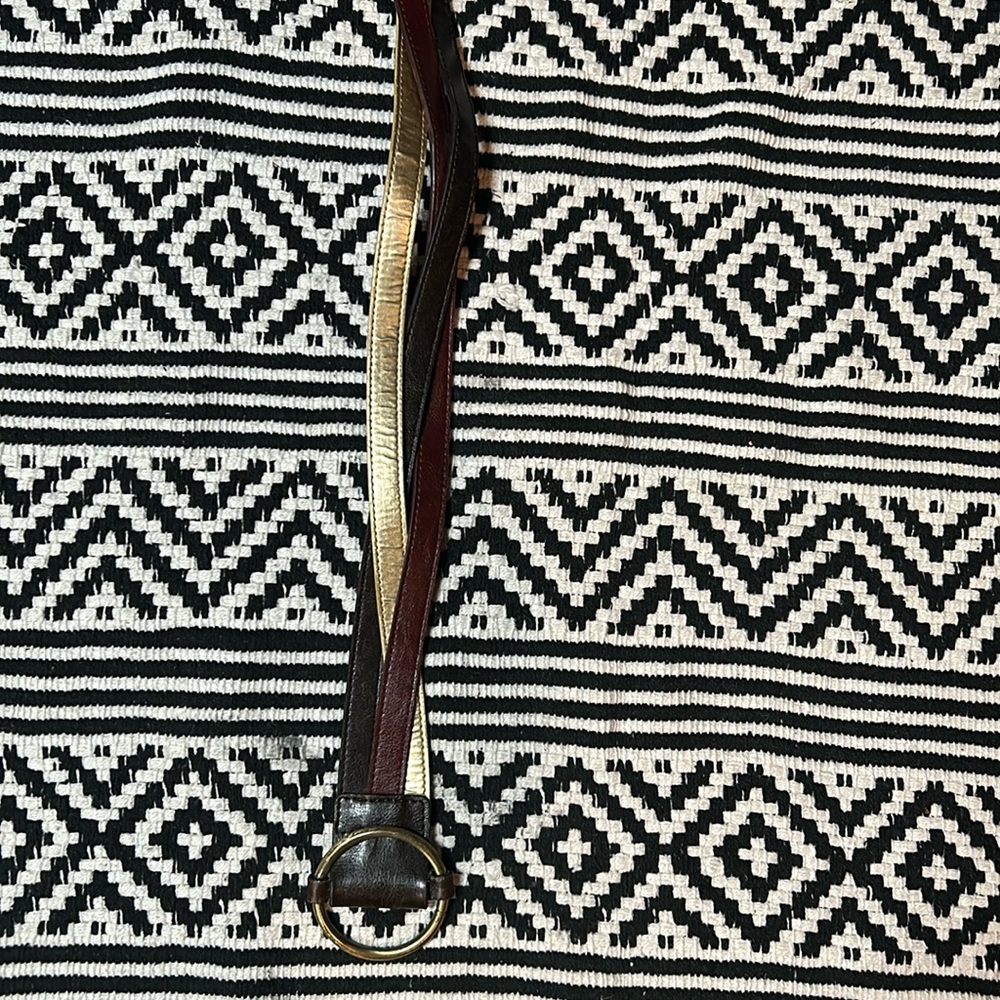 BELT Black & Gold chain with Leather front 80s Vintage